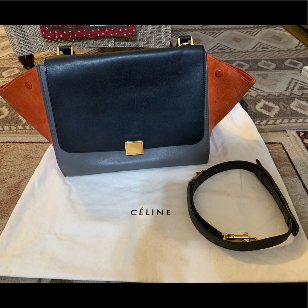 Authentic Celine Medium Tricolor Trapeze